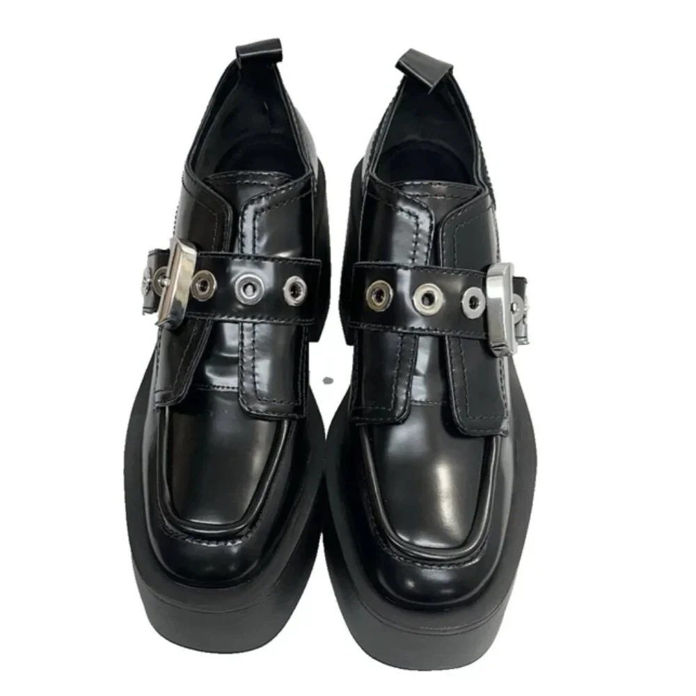 $420 LARROUDE stewart 100mm patent leather platform oxfords BLACK 8 (DC13)